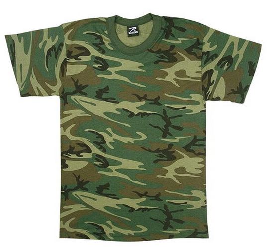 Custom Printed  Rothco Kids Woodland Camo Heavyweight T-Shirt - 7703 